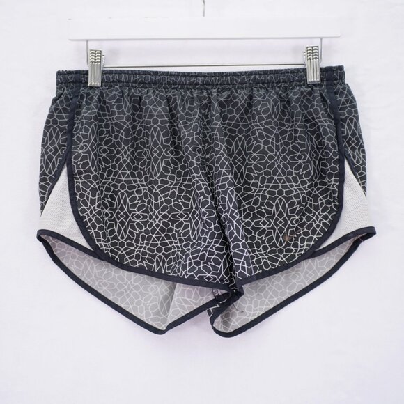 Nike Running Shorts Dri-Fit Black White Geometric Floral Small 28 / 3.25 Mid Ris - Picture 1 of 7